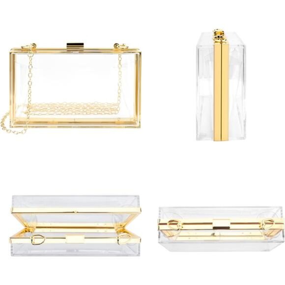 Women's Clear Purse, Acrylic Clear Clutch Bag, Transparent Evening Handbag - Picture 4 of 7